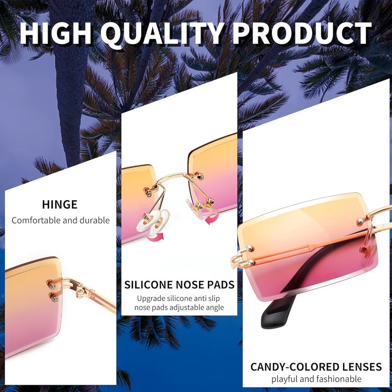 FEISEDY Vintage Rimless Sunglasses Rectangle Frameless Candy Color Glasses Women Men B2642 - Image 5